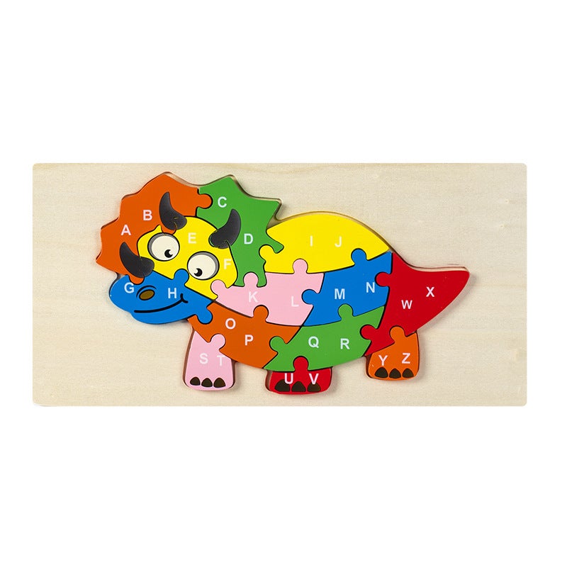 Wooden Jigsaw Puzzle Toys Children'S Early Education Alphabet Cognitive Puzzle Three-Dimensional Buckle Puzzle Building Blocks Educational Toys - Image 1